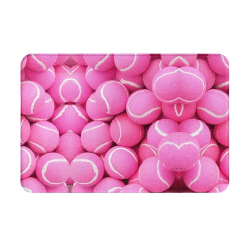 FRESQA Fußmatte mit Tennisbällen in leuchtendem Pink, leicht zu reinigen, für Heimdekoration von FRESQA
