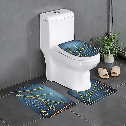 FRESQA Matheformel Flanell-Bodenmatte, dreiteiliges Set, saugfähig, ultraweich, für Badewanne, Badezimmer, Gelb von FRESQA