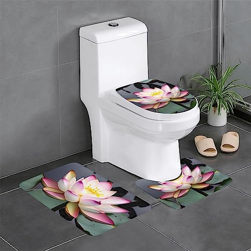 Flanell-Bodenmatte, Lotusblüte, dreiteilig, saugfähig, ultraweich, für Badewanne, Badezimmer, Weiß von FRESQA