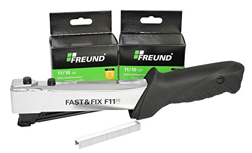 FREUND 01741911 Hammertacker Fast & Fix F 11 mit 10.000 Heftklammern, inkl. Gürteltasche von FREUND