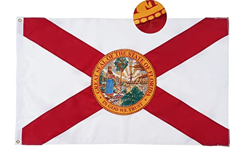 FRF FLAG Florida-Flagge, 90 x 150 cm, bestickte Florida-Flagge, 210D Nylon, Florida, starke Flagge, mit 2 Messingösen und 2 Reihen Unterstichen von FRF FLAG