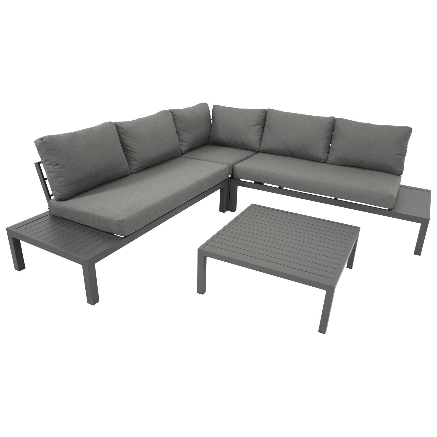 Eck-Lounge Set mit Tisch, Aluminium grau Eck-Lounge Set mit Tisch, Aluminium grau von FRG