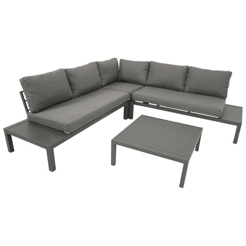Eck-Lounge Set mit Tisch, Aluminium grau Eck-Lounge Set mit Tisch, Aluminium grau von FRG