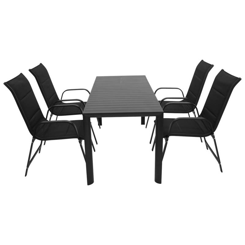 Garnitur 5-teilig, Aluminium, Kunstgewebe schwarz von FRG