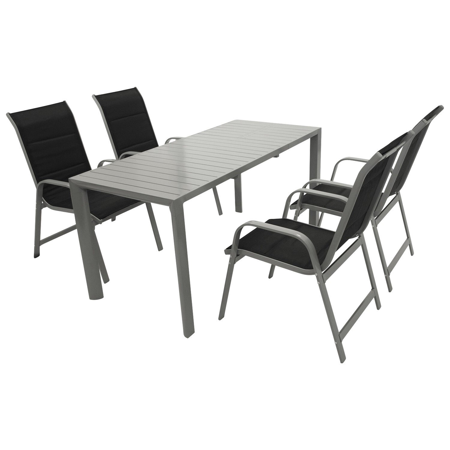 Garnitur 5-teilig, Aluminium, Kunstgewebe schwarz von FRG