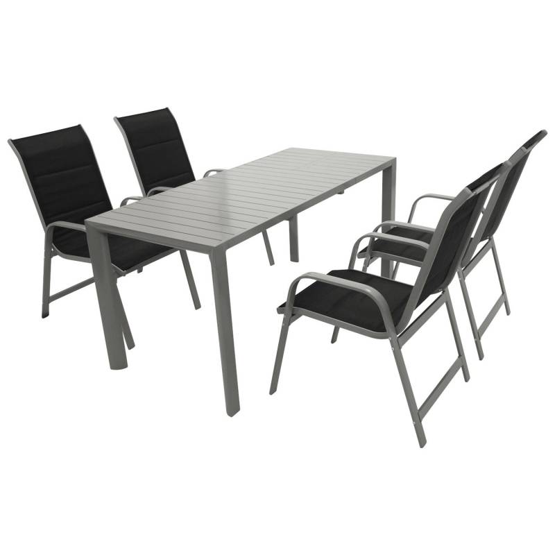 Garnitur 5-teilig, Aluminium, Kunstgewebe schwarz von FRG