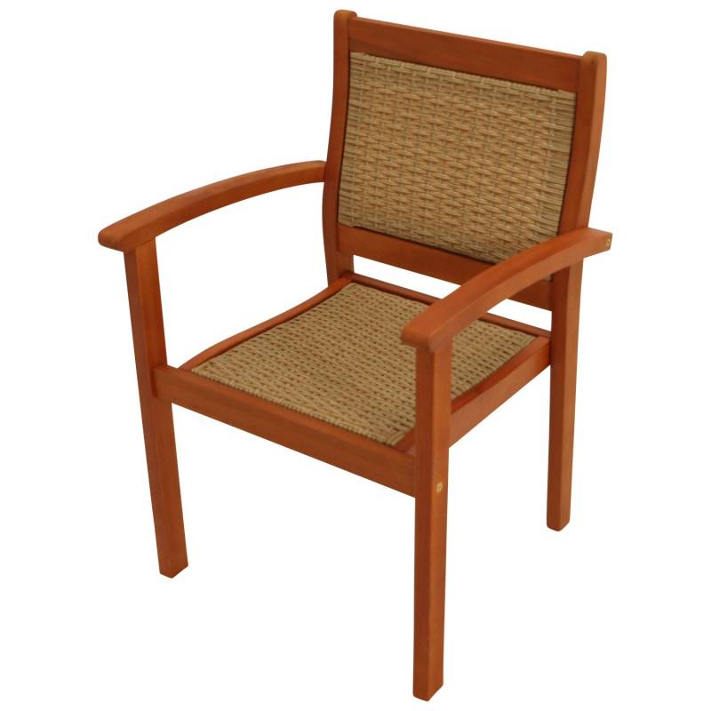 Stapelsessel Eukalyptus/Polyrattan, naturgrau von FRG