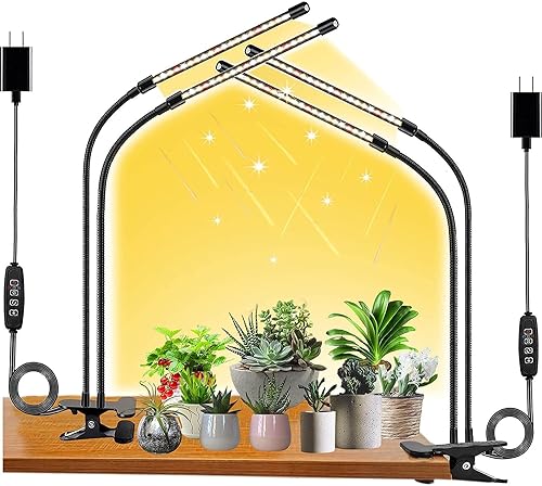 Pflanzenlampe LED, FRGROW Vollspektrum Pflanzenlicht für Zimmerpflanzen, Pflanzenleuchte LED, 3000k/5000k/660nm Vollspektrum Pflanzenlampe, Wachstumslampe für Pflanzen, 10 Stufen Dimmbar,Timer(2-PACK) von FRGROW