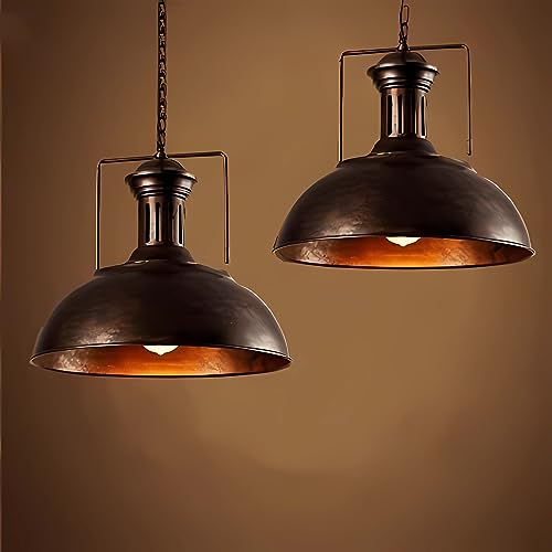 FRIDEKO HOME Pendelleuchte Retro,2er Set Deckenlampe Rostoptik Industrie Hängeleuchte Ø40cm Breite Wohnzimmer Vintage Deckenleuchte Schwarz Schlafzimmerlampe Esstischlampe Küchenlampe Rustikal Stil von FRIDEKO HOME