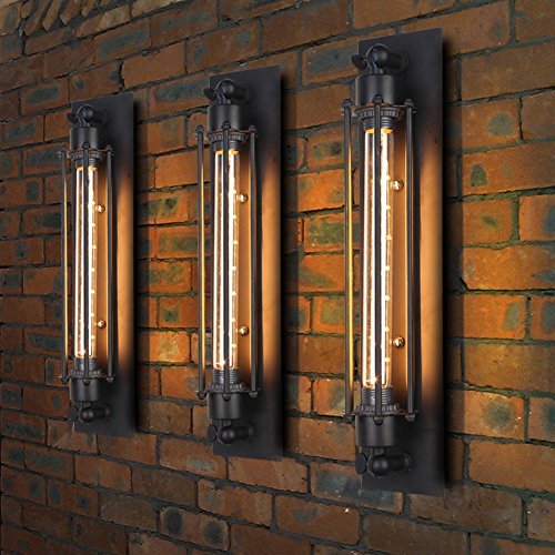 FRIDEKO HOME 3 x Modern Industrielle Metall Rohr Wandlampe Deckleuchte,Vintage 17,72" Höhe Wandleuchte Water Pipes Steampunk Design Querflöte-Art Beleuchtung für Haus Deko Zimmerdecke von FRIDEKO HOME