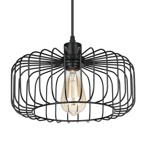 FRIDEKO HOME Pendelleuchte Schwarz,Modern Hängeleuchte Deckenlampe E27 Rund Metall Lampenschirm Hängelampe für Wohnzimmer Esszimmer Schlafzimmer von FRIDEKO HOME
