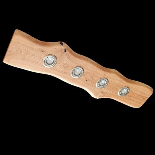 FRIESENLICHT LIKSA Deckenlampe Holz mit Baumkante Hängelampe rustikal Led Vintage Set Leuchte Wildeiche Massiv GU10 Dimmbar ohne Dimmer Austauschbar (100 cm/3 Spots) von FRIESENLICHT