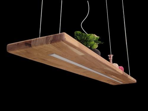 FRIESENLICHT PAULA Hängelampe Pendelleuchte Holz Holzlampe Wildeiche Unikat Dimmbar mit Fernbedienung Massiv Hängeleuchte Unikat Friesenleuchte (120 cm/ 1 LED-Leiste unten, 1 LED-Leiste oben) von FRIESENLICHT