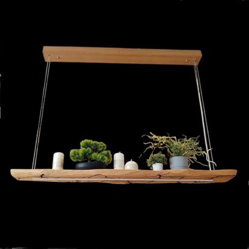 FRIESENLICHT SENA Hängelampe Pendelleuchte aus Holz Holzlampe Wildeiche Massiv 120 oder 150cm Hängeleuchte Unikat Blitz (120cm/2 LED Leisten unten/1 LED Leiste oben) von FRIESENLICHT
