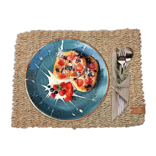 FRIHET Tischset eckig - Seegras geflochten (1er Set) Platzset 40x30cm, Natur Tischdeko, Tischsets Platzsets abwischbar, Platzdeckchen Esstisch, Hygge Skandi Boho von FRIHET