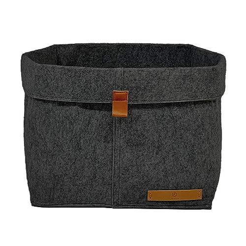 FRIHET® Filz Aufbewahrungskorb für KALLAX Regal | Ordnungsbox in Anthrazit | Filztasche Organizer | 1 Stück Gr. 2 | vielseitig einsetzbar und platzsparend verstaubar von FRIHET