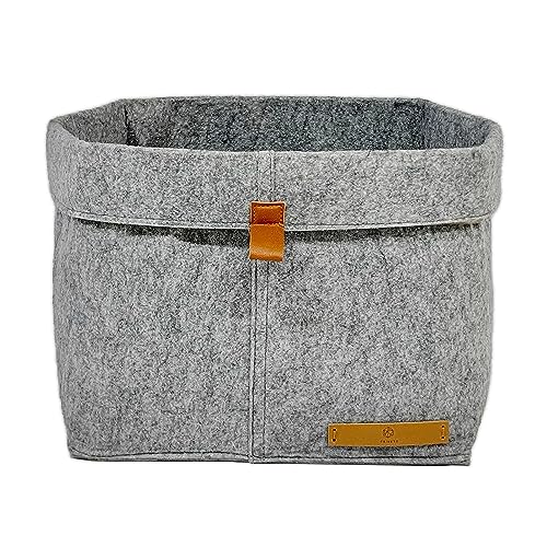 FRIHET® Filz Aufbewahrungskorb für KALLAX Regal | Ordnungsbox in Grau | Filztasche Organizer | 1 Stück Gr.2 | vielseitig einsetzbar und platzsparend verstaubar von FRIHET