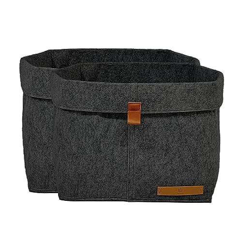 FRIHET® Filz Aufbewahrungskorb für KALLAX Regal | Ordnungsbox in Anthrazit | Filztasche Organizer | Gr. 2 im 2er Set | vielseitig einsetzbar und platzsparend verstaubar von FRIHET