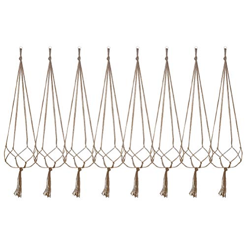 8pcs Betriebsaufhänger Hanfseil hängend Planter Basket- Netz Beutel Makramee Flowerpot Anlage Aufhänger Rack- Wandbehang Pflanze Blume-Halter von FRINZA
