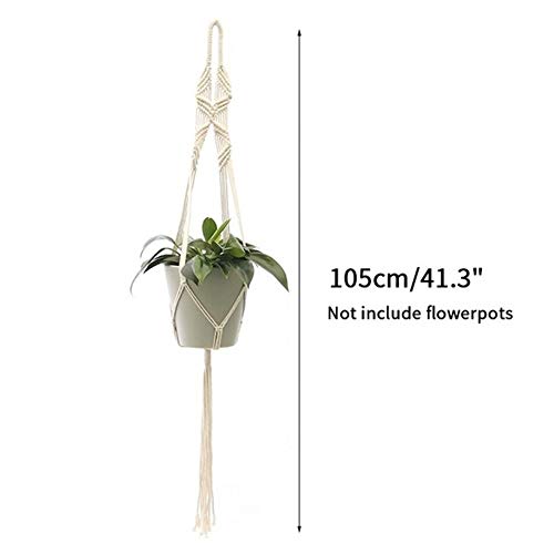 Baumwolle Hanging Baskets Handgemachte Betriebsaufhänger Topfs Korb hängend Flowerpot Netto Jahrgang Makramee Pflanze Kleiderbügel(S10 Hanging Baskets*4) von FRINZA