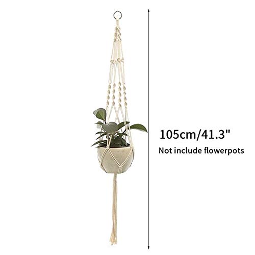 Baumwolle Hanging Baskets Handgemachte Betriebsaufhänger Topfs Korb hängend Flowerpot Netto Jahrgang Makramee Pflanze Kleiderbügel(S2 Hanging Baskets*4) von FRINZA