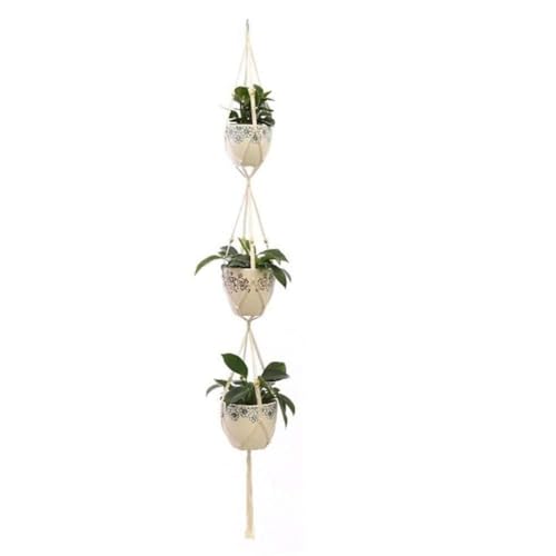 Baumwolle Hanging Baskets Handgemachte Betriebsaufhänger Topfs Korb hängend Flowerpot Netto Jahrgang Makramee Pflanze Kleiderbügel(S3 Hanging Baskets*4) von FRINZA