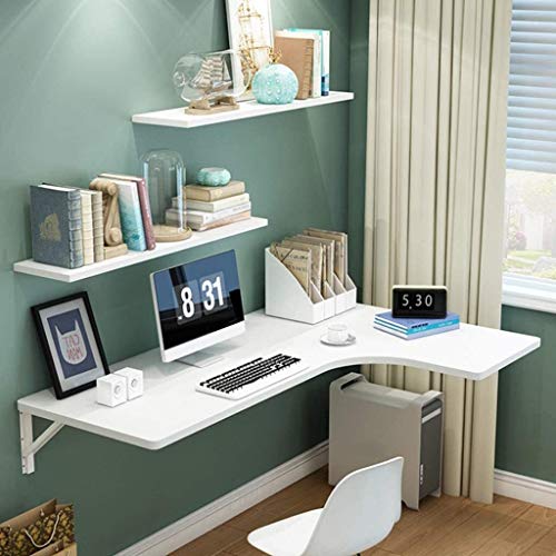 Corner Folding Computer Table Holz Wand- Tisch Studie Schreibtisch Doppel Unterstützung Beistelltisch Küche Trestle Desk(Blanc,80 * 70 * 50cm31*28 * 20in) von FRINZA