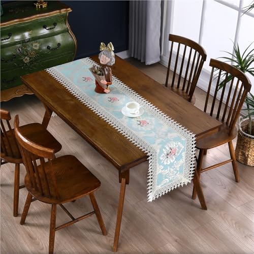 Elegant und luxuriös Amerikanischen Retro Dekorative Luxus Tisch Läufer Mit Quasten for Home Wohnzimmer Schlafzimmer Kunst Dekor Party (Blauw,40 * 220cm) von FRINZA