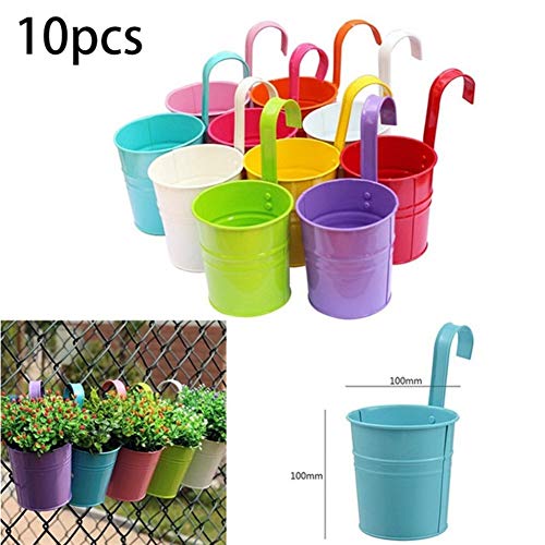 FRINZA 10pc Metallblumen- hängender Blumentopf Haken Wand Removable Süßigkeit-Farben-Eisen- Eimer Zinn Garten Balkone Hänge Saftige Korb Neu von FRINZA