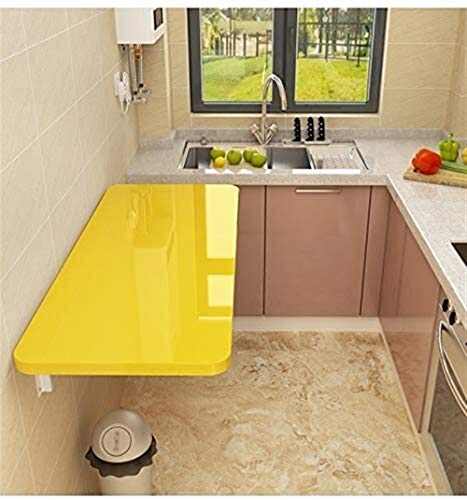 FRINZA Ausklappbare Wandhalterung Heavy Duty Wandmontage Tabelle hängend Beistelltisch Klappwandregal Tabelle Deck perfekte Ergänzung zu Home Office Esszimmer, 3 Farben(Giallo,80cm*50cm) von FRINZA