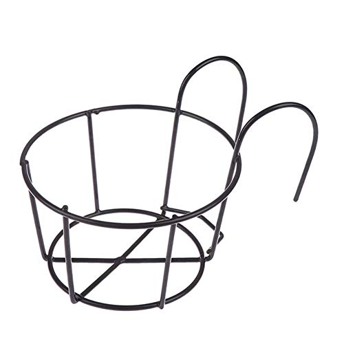 FRINZA Balkon Einhängegestell Garten Zubehör Ranke Eisen Racks Balkon Runde Blumentopf Rack- Geländer Zaun Außen 1PCS(Black L) von FRINZA