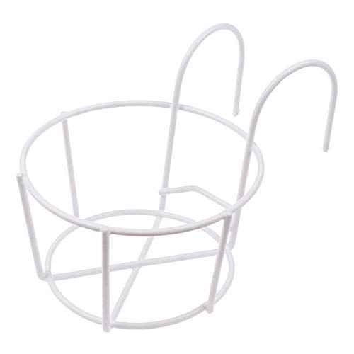 FRINZA Balkon Einhängegestell Garten Zubehör Ranke Eisen Racks Balkon Runde Blumentopf Rack- Geländer Zaun Außen 1PCS(White M) von FRINZA