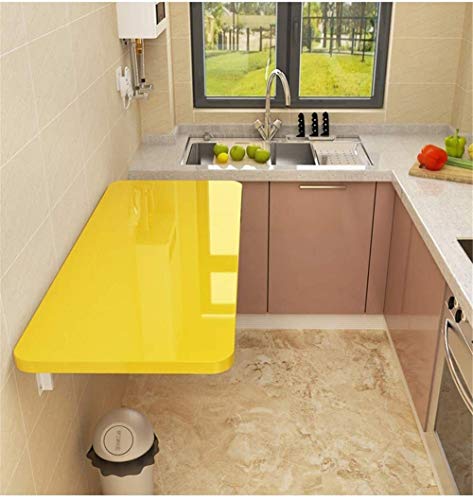 FRINZA Faltwand Mounted Workbench Tropfen- Blatt Klapptisch Wandregal for kleine Räume Schreibtisch Office Home Küche Massivholz Esstisch Computer-Schreibtisch(Giallo,120 * 40cm) von FRINZA