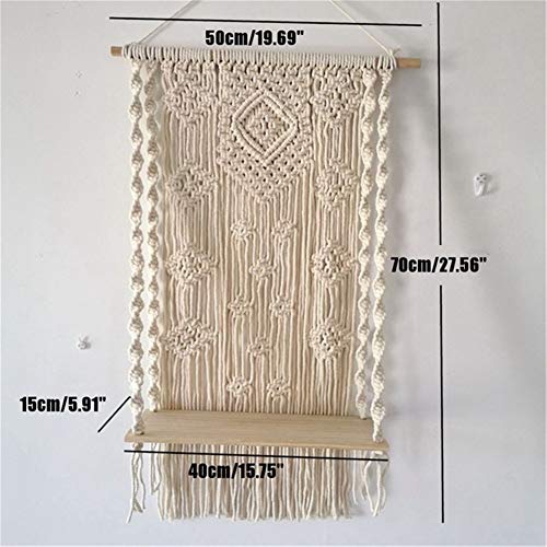 FRINZA Wand Clapboard Bohemian Handmade aus Holz Makramee Wandbehang Seil Regal Quaste Ständer Regale Schwimmpflanze Rack- Tapisserie Wohnkultur Ornament(Type 2) von FRINZA