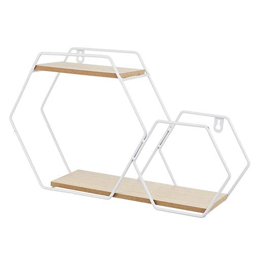 FRINZA Wand Clapboard Eisen Metall Wandregal Hexagon Geometric Gold- Storage Rack Hanging-Anzeigen- Halter for Küche Badezimmer Home Decoration Regale, 3 Farben(Blanc) von FRINZA