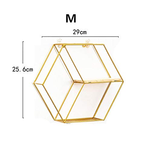 FRINZA Wand Clapboard Wohnzimmer Wandregal Wohnkultur geometrische Figur Schlafzimmer Hanging Nordic Restaurant Platzsparend Eisen Hexagonal Aufbockvorrichtung(Gold,A) von FRINZA
