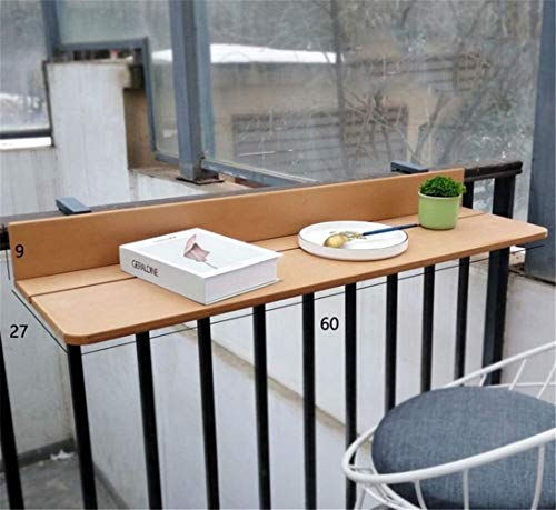 Kaffeetische Beistelltische 1. 5cm Imitation Holz hängend Balkon faltbare Deck Tisch Einstellbare Laptop Desk Bar Terrasse Geländer Restaurants Klapptisch Garten Innenhof Möbel Tisch(Beige,27*80cm) von FRINZA