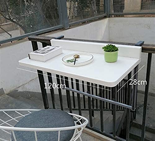 Kaffeetische Beistelltische Balkon hängend Tisch Klapp Einstellbare Geländer Essen Beistelltisch geeignet for die meisten Terrassen Geländer faltbare Deck Tabellen-Garten- Terrasse Möbel Tisch, 2 Größ von FRINZA