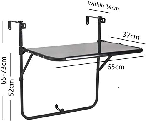 Kaffeetische Beistelltische Balkontisch Snack Tisch Essmöbeln Tabellen Regal verstellbare Falten Balkon Deck Tisch Klapphänge Terrasse Geländer Esstisch Garten Terassenmöbel(Nero) von FRINZA