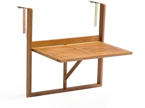 Klappwandmöbel justierbarer faltender Holz hängend Balkon Deck Tabelle Acacia Hartholz for Bereiche und Balkone Terrasse Geländer Esstisch Garten Innenhof von FRINZA