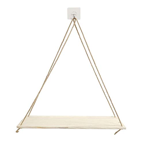 Wand Clapboard Premium- Holz Schaukel Hangeltau Wand befestigte Regale Pflanze Blumentopf Indoor-Outdoor- Dekoration einfaches Design Schwimmdock(Blanc) von FRINZA