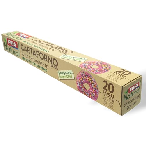 FRIO - Natur-Pergamentpapierbögen 33x38 cm (20 Blatt) - Antihaftbeschichtet für Backofen, Mikrowelle und Aufbewahrung - Gebrauchsfertig - Perfekt für Pizzen und Tabletts, Beige von FRIO
