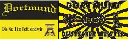 2er Set Dortmund Nr.1 & Deutscher Meister Fussball Fahne Flagge Grösse 1,50 x 0,90m mit Ösen von FRIP - Versand