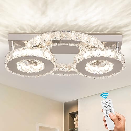 FRIXCHUR Dimmbare Kristall Kronleuchter Moderne Kristall Deckenleuchte 3-Ringe LED Unterputz Celiling Leuchte für Esszimmer Schlafzimmer Wohnzimmer…, 38001 von FRIXCHUR
