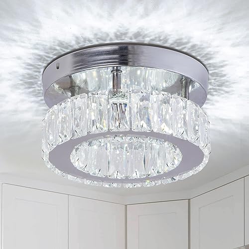 FRIXCHUR Moderne Kristall Kronleuchter Kleine LED Kristall Deckenleuchte für Esszimmer Schlafzimmer Wohnzimmer Flur (Kühl Weiß) ﻿ von FRIXCHUR