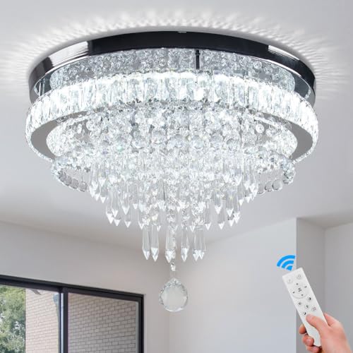 FRIXCHUR Kristall Deckenleuchte Crystal Kronleuchter LED Deckenlampe Dimmbar Modern Leuchter Wohnzimmerlampe Schlafzimmerlampe Lampe Elegant Chandelier Deckenlampe mit Fernbedienung von FRIXCHUR