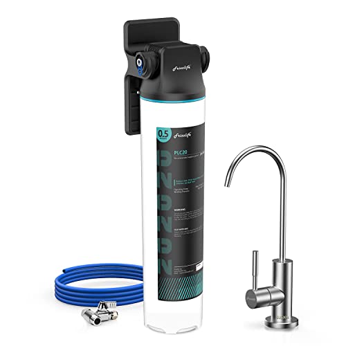 Frizzlife SW20F unter Waschbecken Wasserfilter mit gebürstetem Nickel Wasserhahn, NSF/ANSI 53&42 zertifiziert, reduziert 99,99% Blei, Chlor, schlechten Geschmack, 3 Jahre Kapazität, 0,5 Mikron von FRIZZLIFE