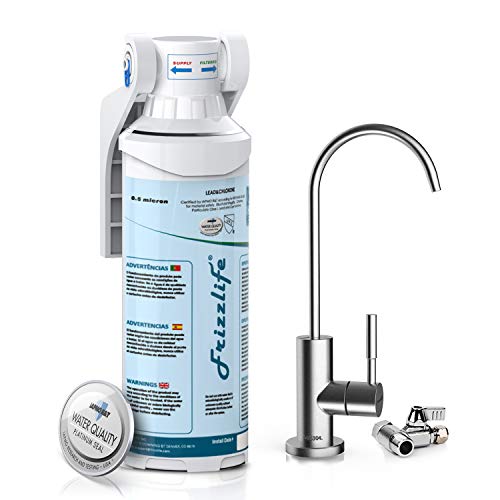 Frizzlife Untertischwasserfilter NSF/ANSI 53 & 42 zertifiziertes Trinkwasserfiltersystem - 0,5 Mikron entfernt Blei, Chlor und Gerüche, reduziert Fluorid - mit gebürstetem Nickel-Finish-Wasserhahn Frizzlife Untertischwasserfilter NSF/ANSI 53 & 42 zertifiziertes Trinkwasserfiltersystem - 0,5 Mikron entfernt Blei, Chlor und Gerüche, reduziert Fluorid - mit gebürstetem Nickel-Finish-Wasserhahn von FRIZZLIFE