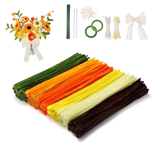 FRKOKRFA Pfeifenreiniger Blumen Set, 400 Stück Pfeifenputzer, Bouquet Pfeifenreiniger Set für DIY Basteln Blumen Dekorieren, Gelb FRKOKRFA Pfeifenreiniger Blumen Set, 400 Stück Pfeifenputzer, Bouquet Pfeifenreiniger Set für DIY Basteln Blumen Dekorieren, Gelb von FRKOKRFA