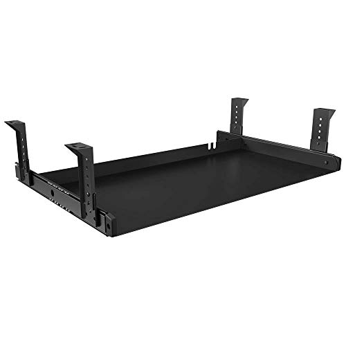 FRMSAET Untertisch-Tastaturablage Ganzmetall-Material 53 cm/ 60 cm/ 76 cm Plattform Computer Schublade Organizer Home Office Küche Schlafzimmer Garage Aufbewahrungswerkzeug.(53 cm, Schwarz) von FRMSAET